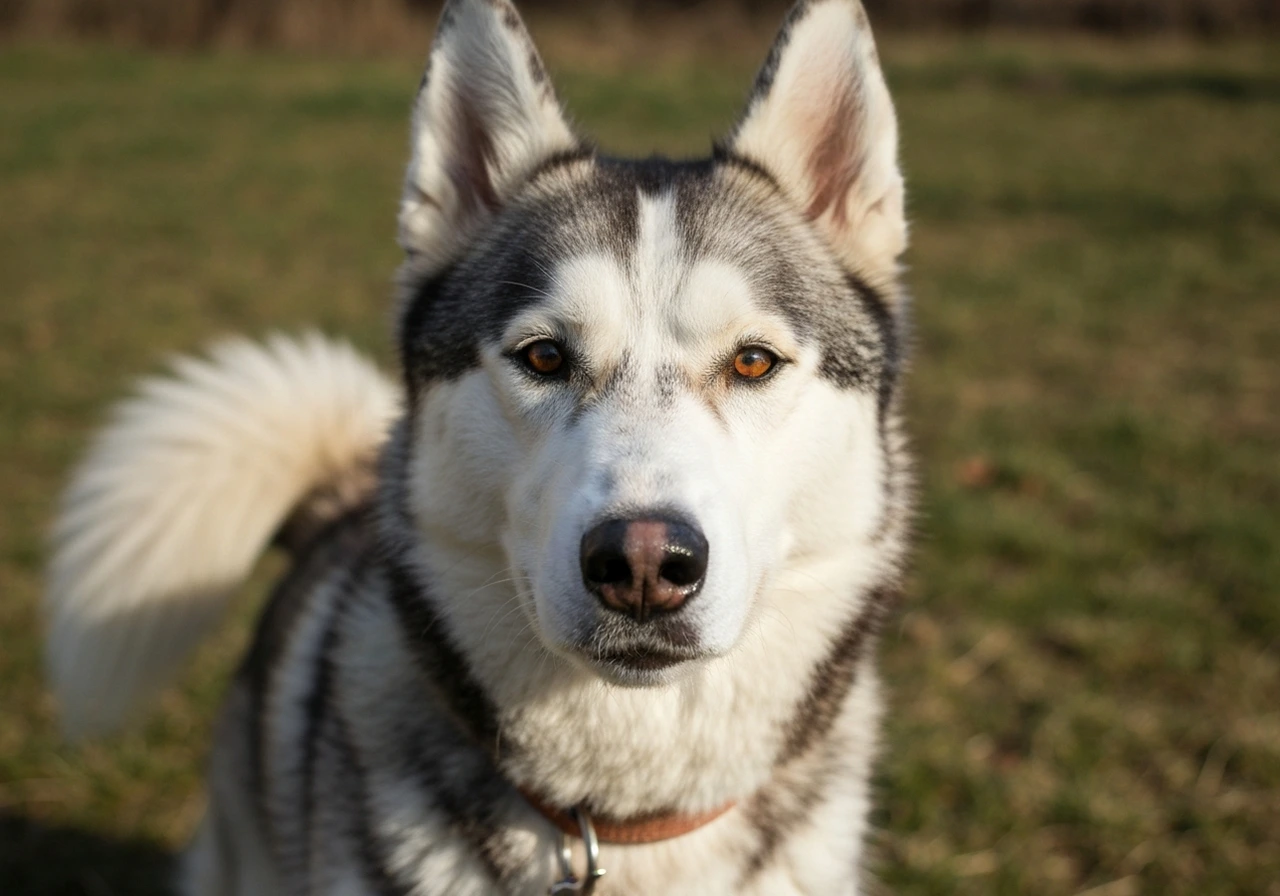 Siberian Husky resting comfortably