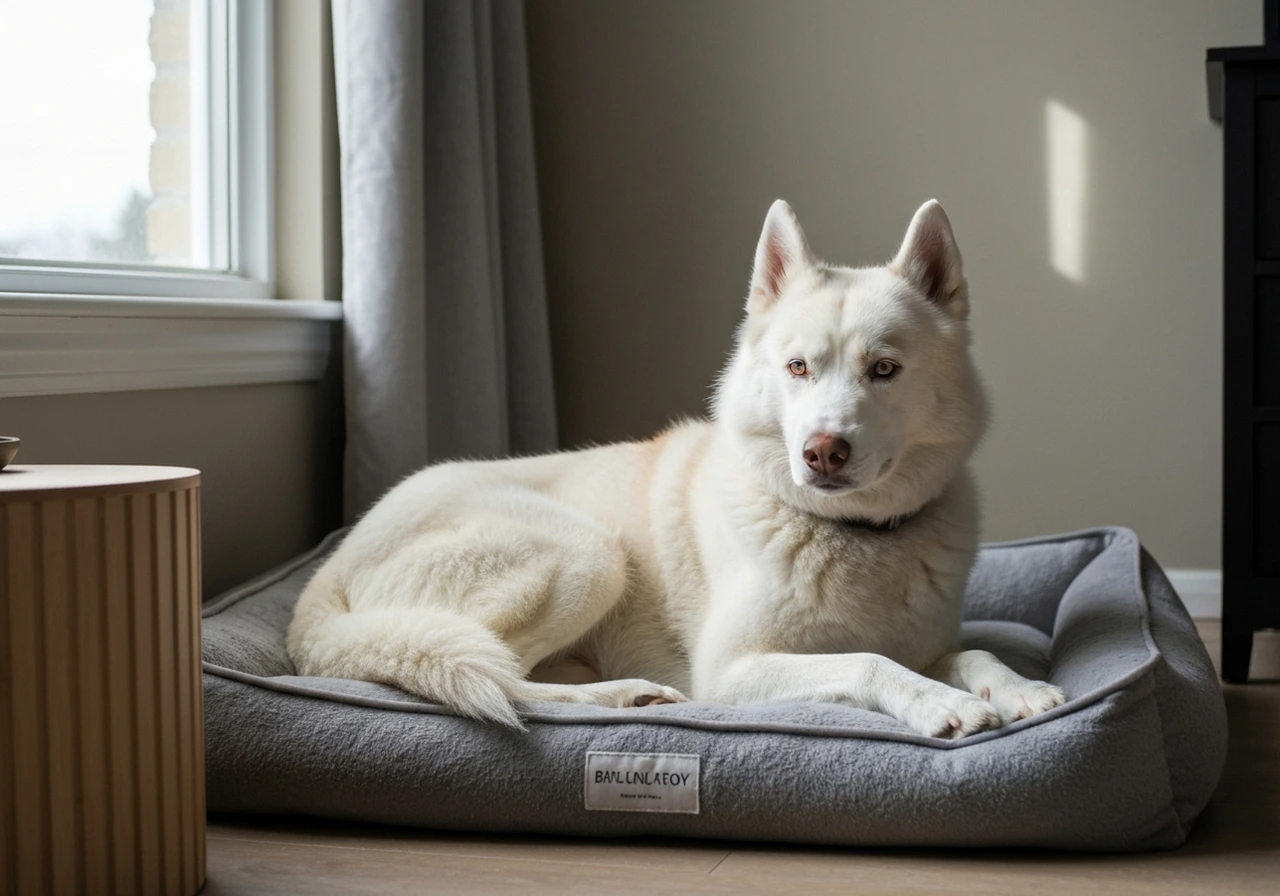Siberian Husky resting comfortably